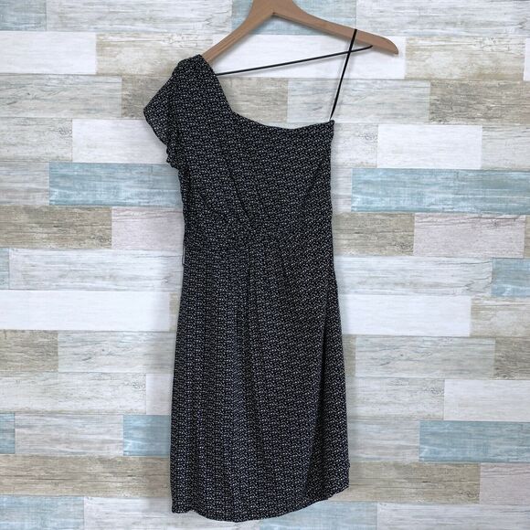 MM Couture Miss Me One Shoulder Dress Black Beige Print Fit & Flare Womens XS - Picture 3 of 6